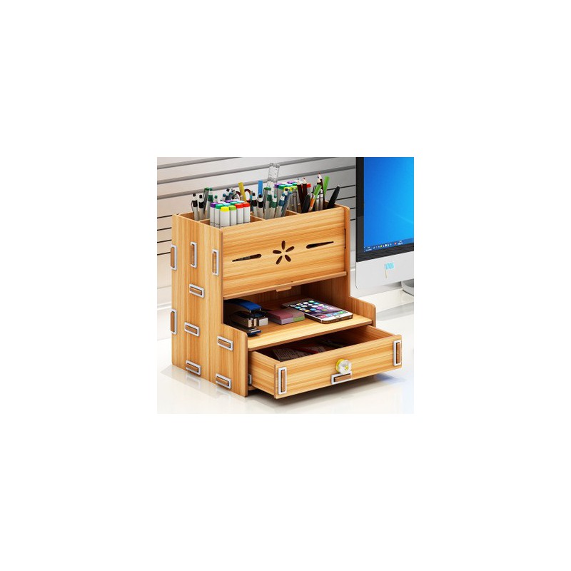 Organizer na biurko z szufladami, Rodzaj drewna: Orzech