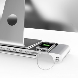 Podstawka pod monitor z 4 wejściami USB srebrna