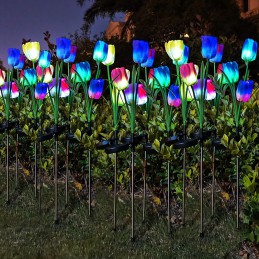 Lampki solarne ogrodowe tulipan, Kolor: Czerwony
