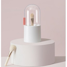 Wielofunkcyjny pojemnik na pędzelki kosmetyczne z perełkami, Kolor: Biały