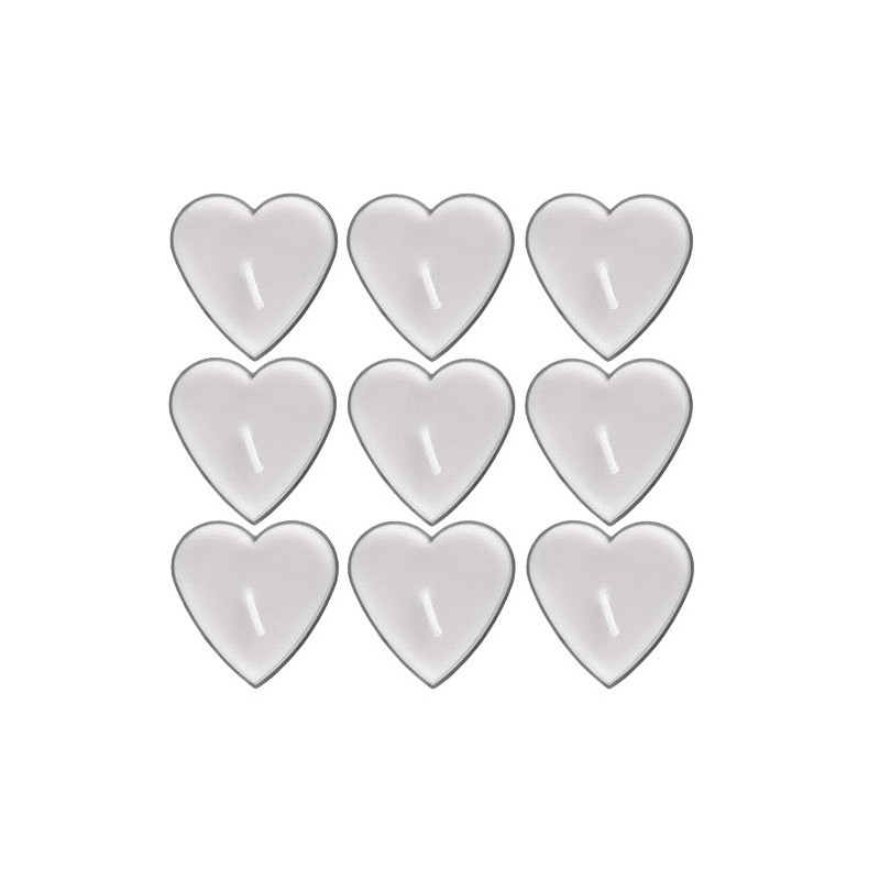Świeczki zapachowe w kształcie serca 9 sztuk, Kolor: Biały