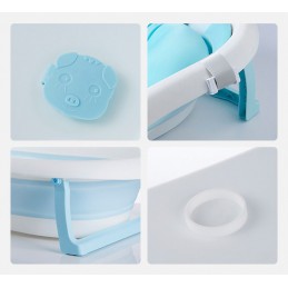 Składana wanienka dla dzieci z termometrem, Kolor: Niebieski, Specyfikacja: Z poduszką