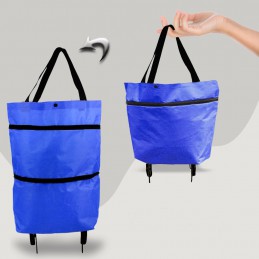 Składana torba na zakupy na kółkach, Wzór: Granatowa