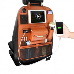 Organizer na fotel samochodowy 4 wejścia USB, kieszenie, miejsce na tablet, Kolor: Czarny