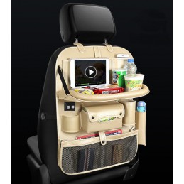Organizer na fotel samochodowy 4 wejścia USB, kieszenie, miejsce na tablet, Kolor: Czarny