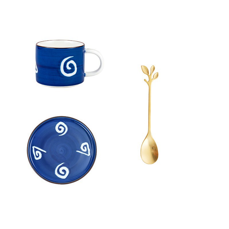 Zestaw do herbaty lub kawy, Wzór: Niebieski z białymi spiralami