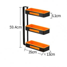 Trzy- lub dwupiętrowa półka narożna 180°, Ilość pięter i kolor: 3 piętra czarno-pomarańczowy