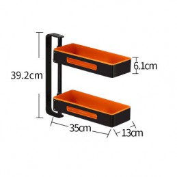 Trzy- lub dwupiętrowa półka narożna 180°, Ilość pięter i kolor: 3 piętra czarno-pomarańczowy