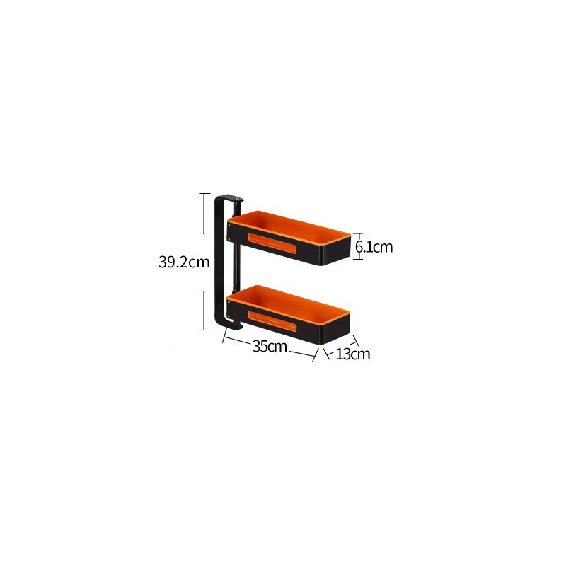 Trzy- lub dwupiętrowa półka narożna 180°, Ilość pięter i kolor: 2 piętra czarno-pomarańczowy