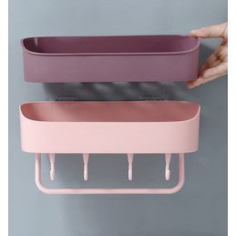 Wodoodporny organizer do kuchni lub łazienki z haczykami, Kolor: Różowy