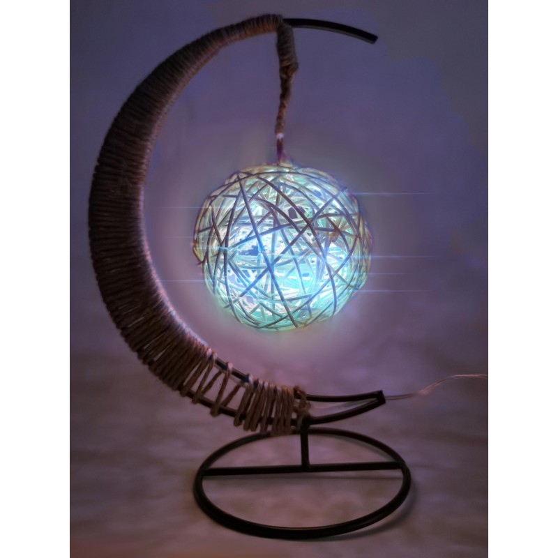 Lampka w kszałcie księżyca, Rodzaj: Kula ze sznurka niebieska